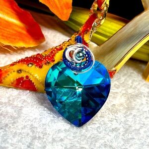 💙🚢wire wrapped titanium heart bead pendant